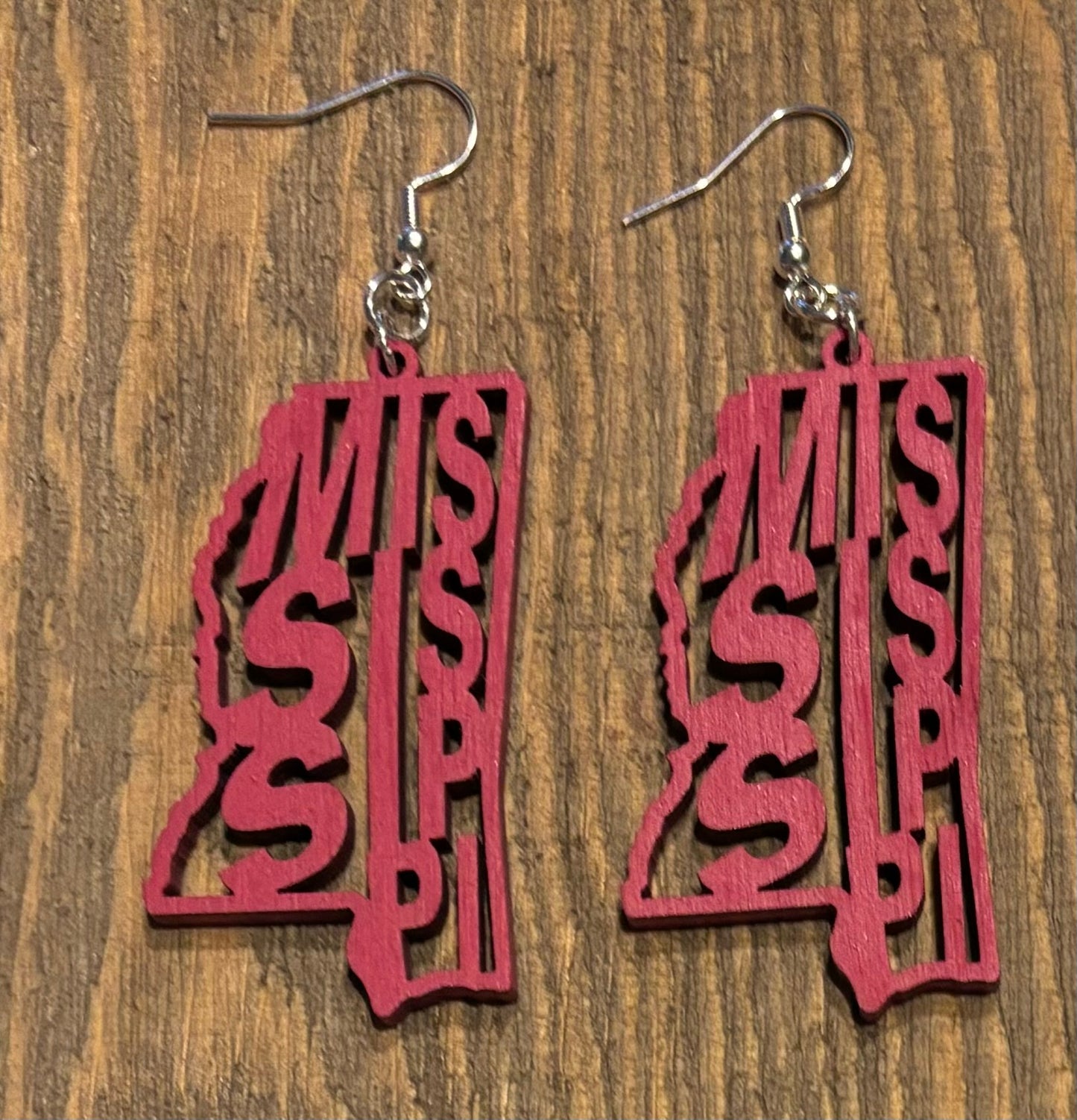 Mississippi Wood Earrings, Pink