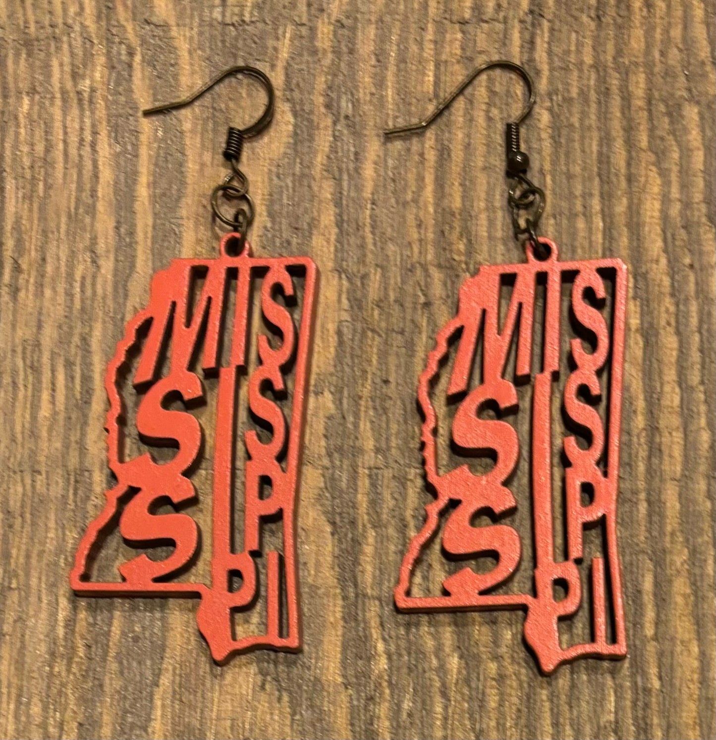 Mississippi Wood Earrings, Coral