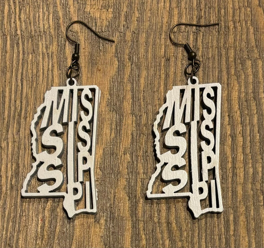 Mississippi Wood Earrings, White