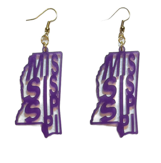 Mississippi Acrylic Earrings, Translucent Violet