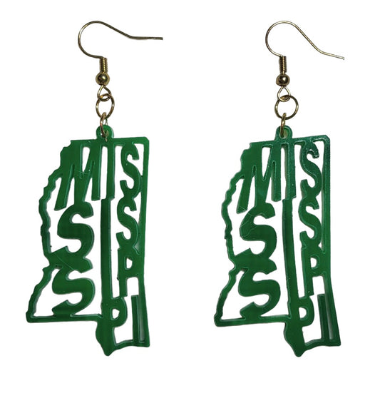 Mississippi Acrylic Earrings, Translucent Green