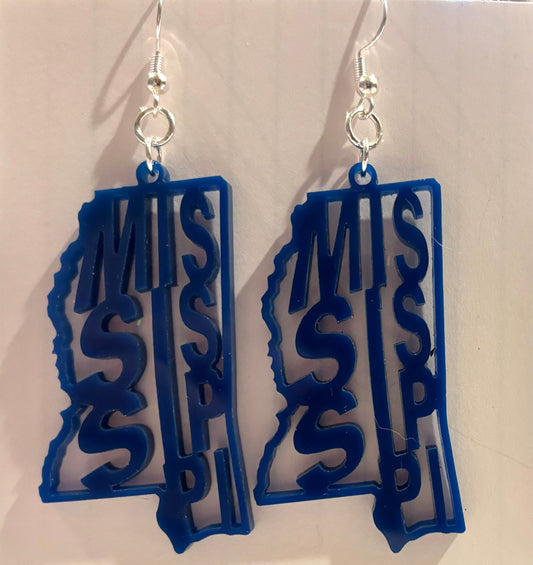 Mississippi Acrylic Earrings, Blue