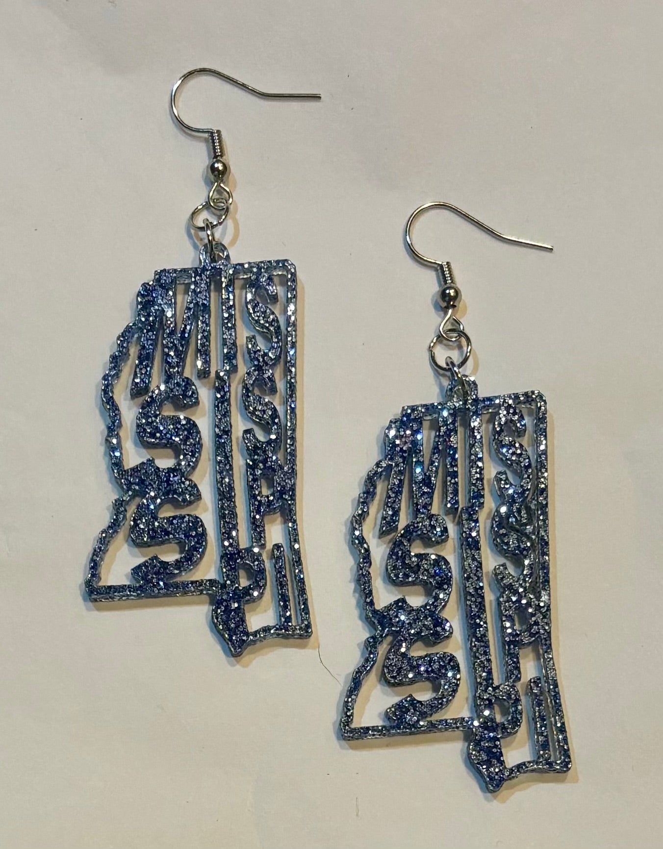 Mississippi Acrylic Earrings, Galaxy Blue Glitter