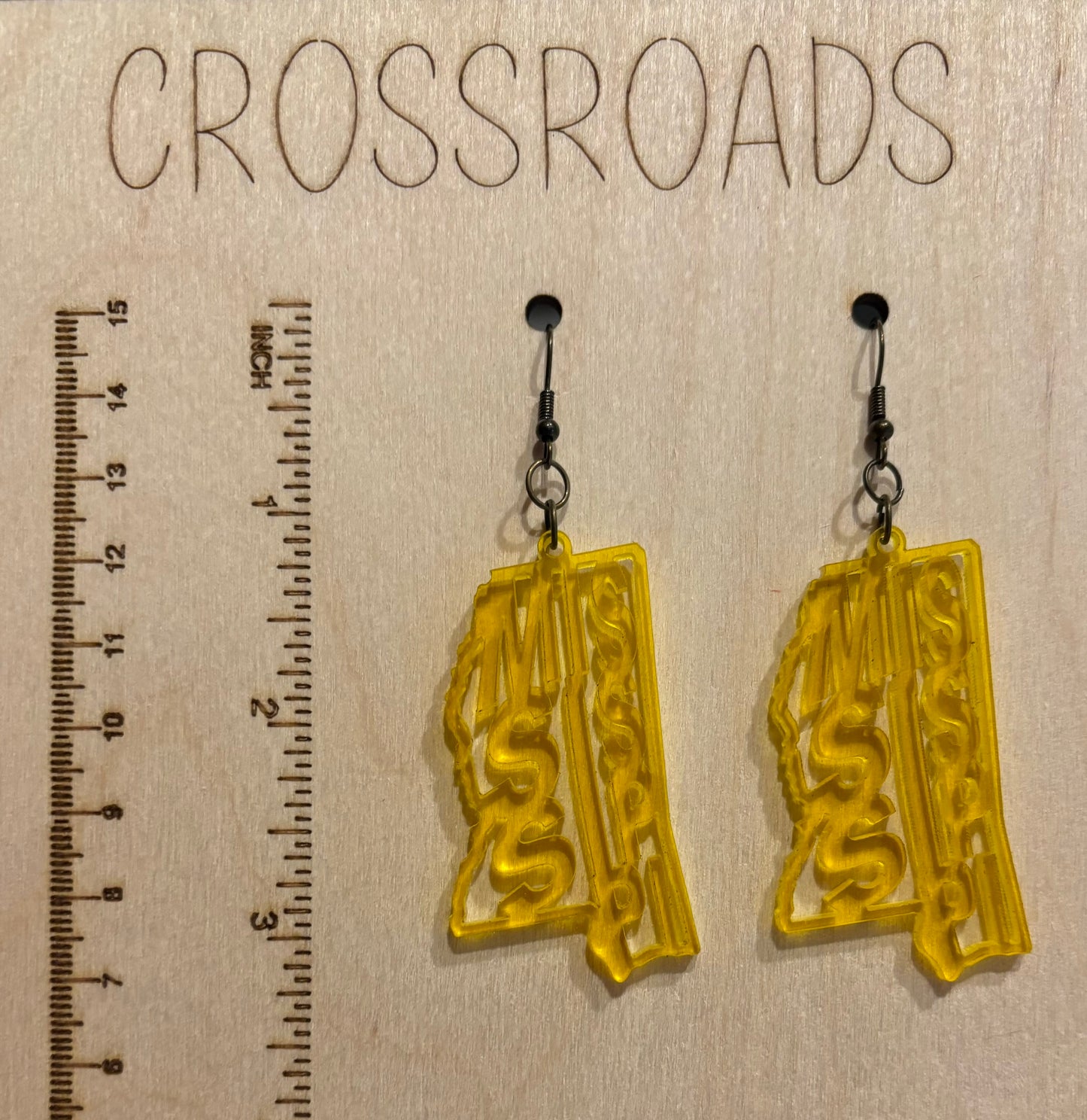 Mississippi Acrylic Earrings, Translucent Yellow