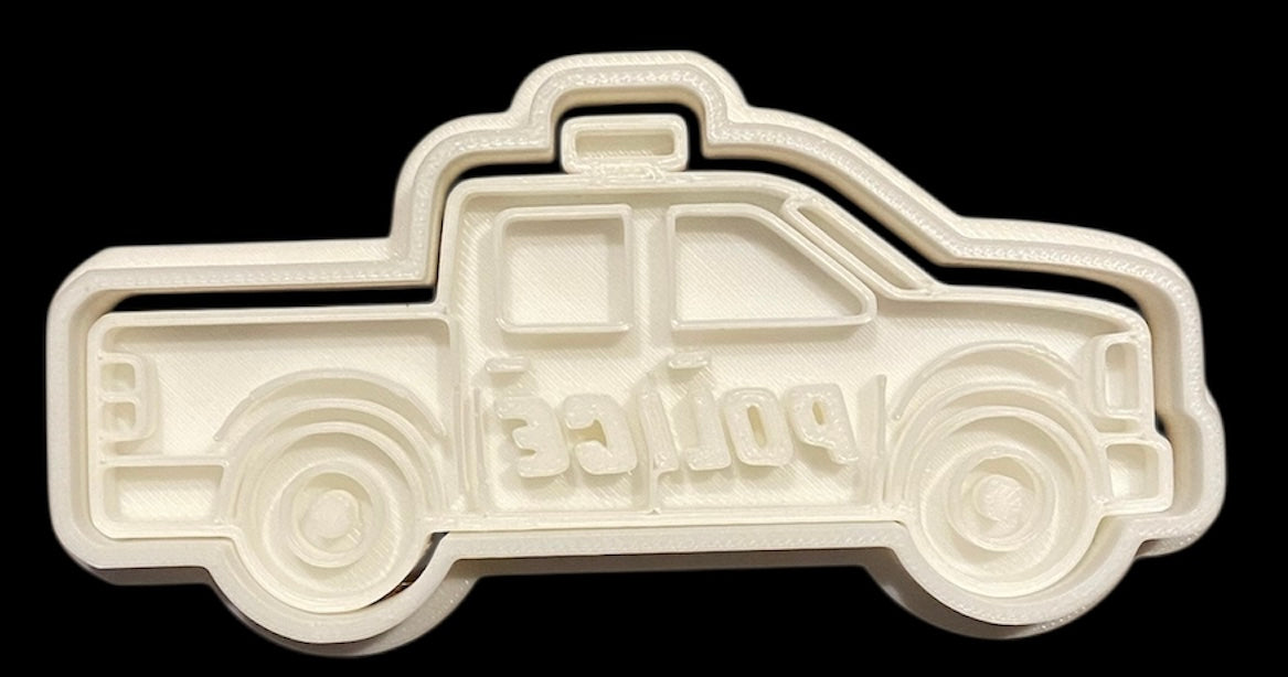 3D printed Cookie Cutter - 3.5" Police Truck
