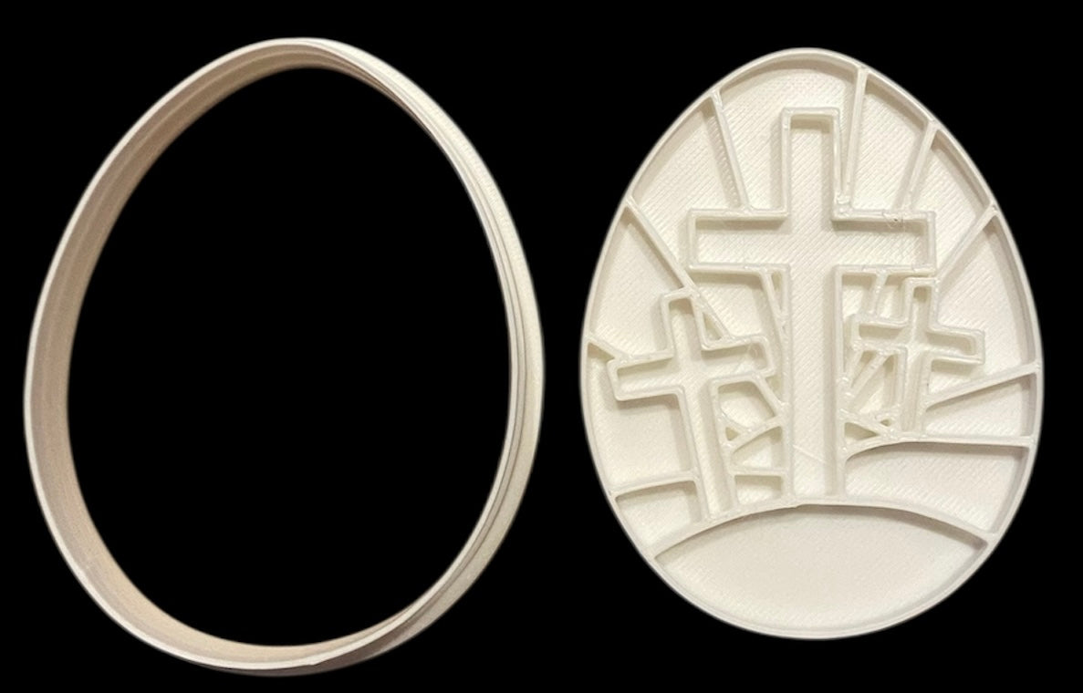 3D printed Cookie Cutter - 3.5" Easter Egg w/Cross