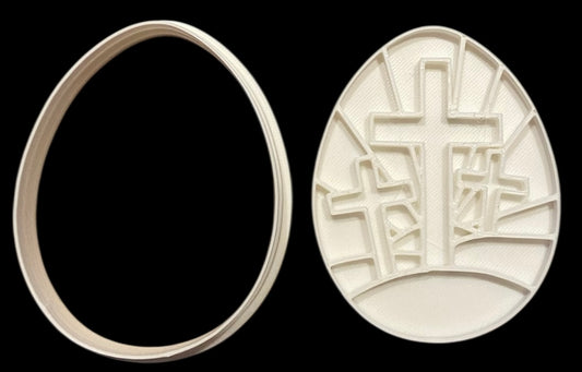 3D printed Cookie Cutter - 3.5" Easter Egg w/Cross