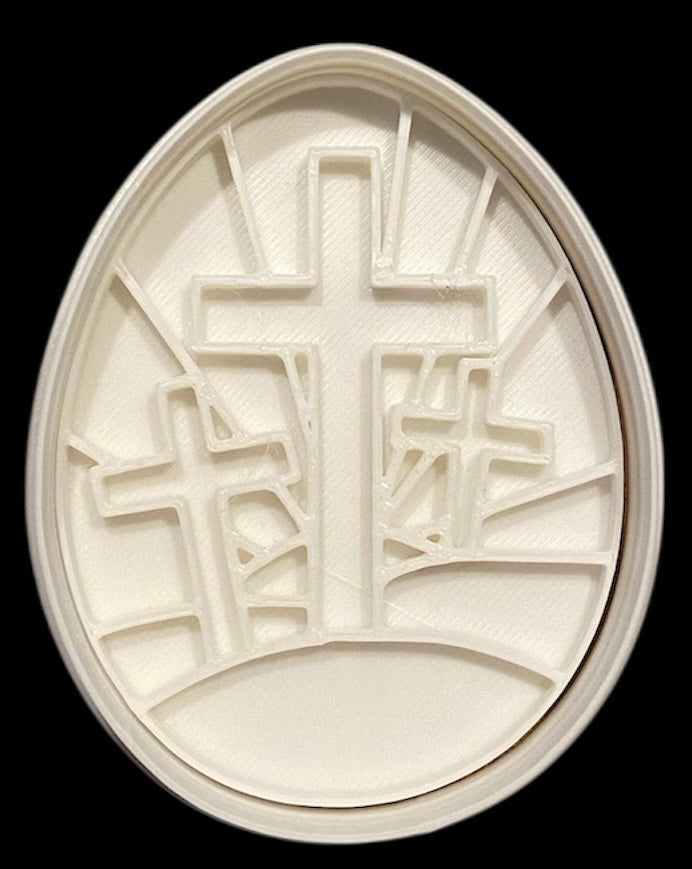 3D printed Cookie Cutter - 3.5" Easter Egg w/Cross