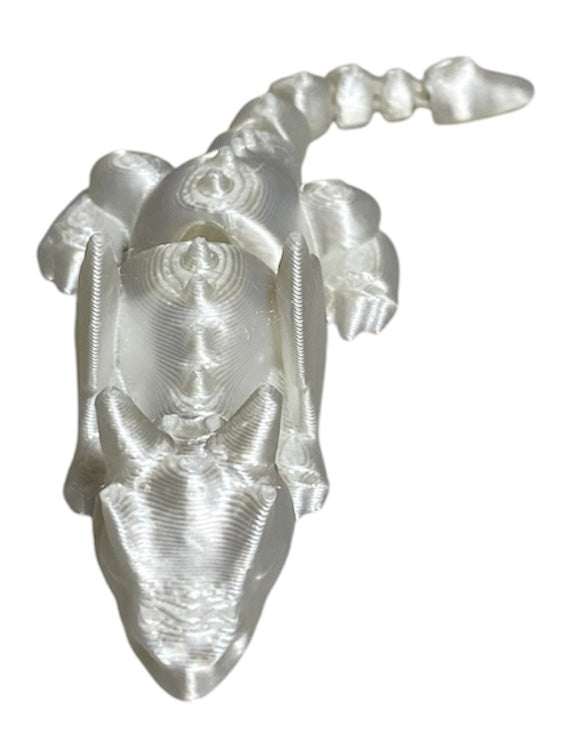 3D printed 4" Lazy Dragon, White Silk