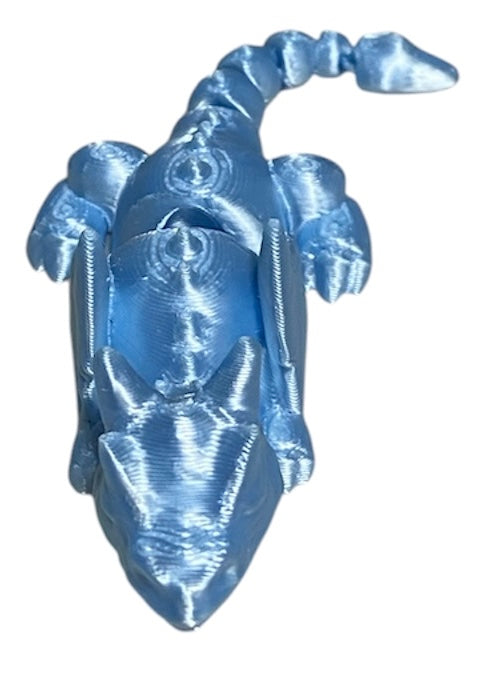 3D printed 4" Lazy Dragon, Baby Blue Silk