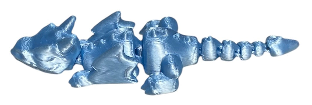 3D printed Lazy Dragon - 8-1/4" - Baby Blue Silk