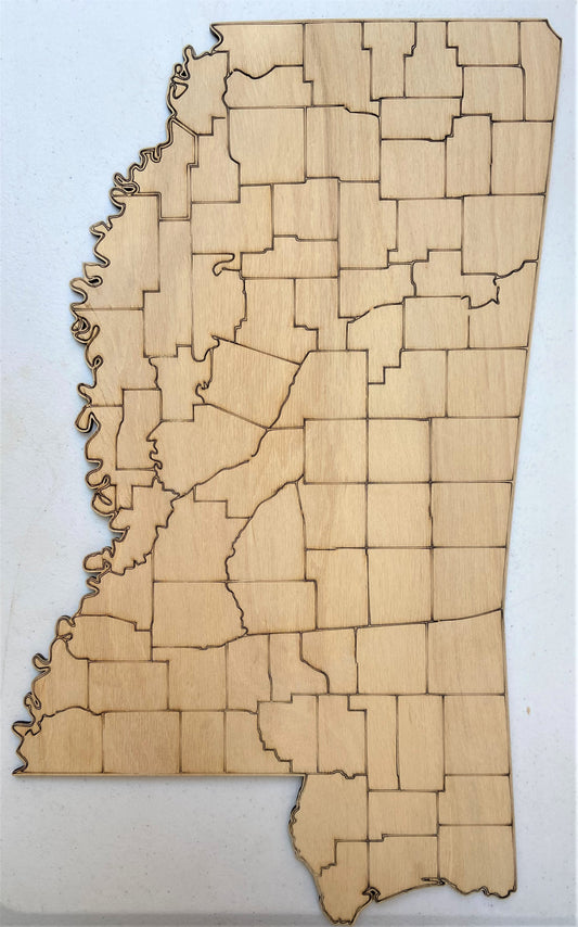 Ready to Paint Shape - 1/8" Birch - Mississippi County Map - S104