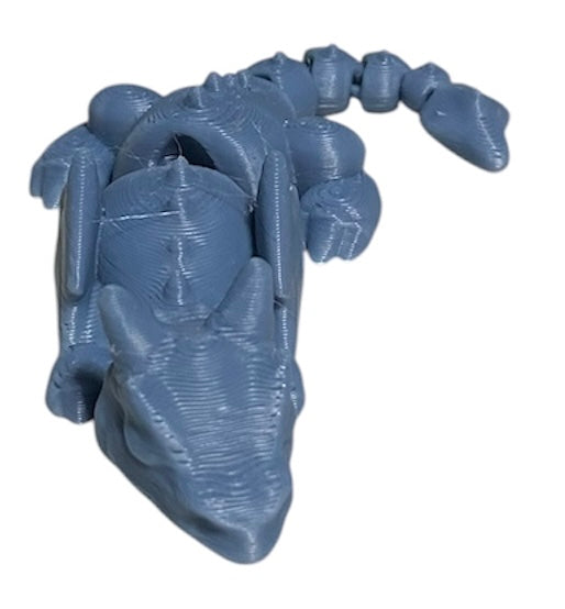 3D printed 4" Lazy Dragon, Blue/Grey