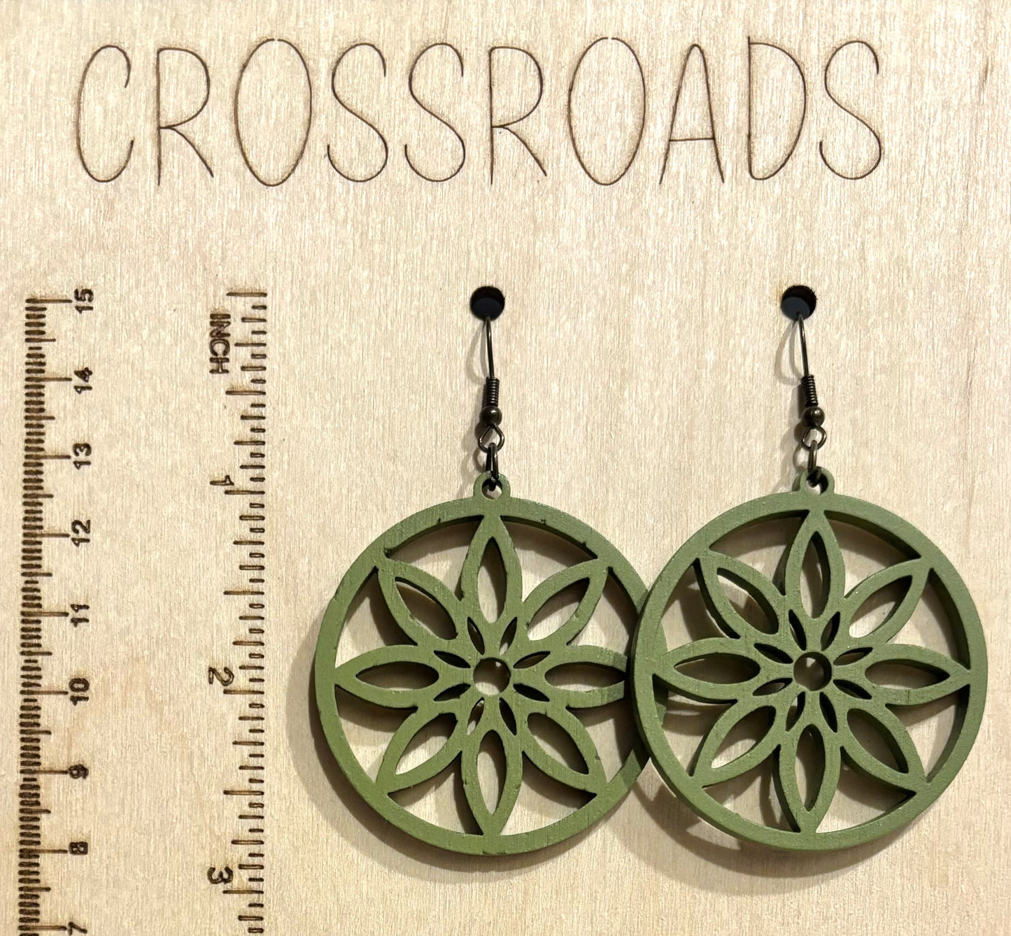 Circle Flower Wood Earrings, Eden