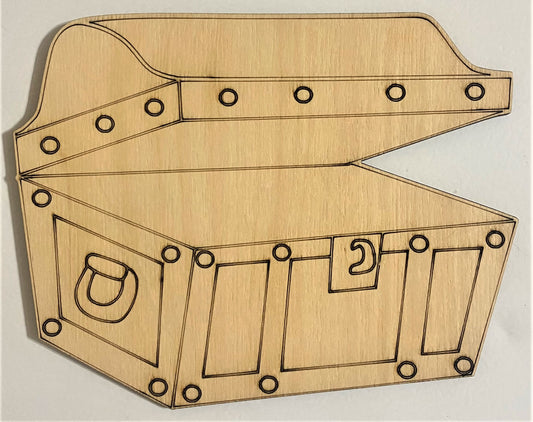 Ready to Paint Shape - 1/8" Birch - Treasure Chest - S107