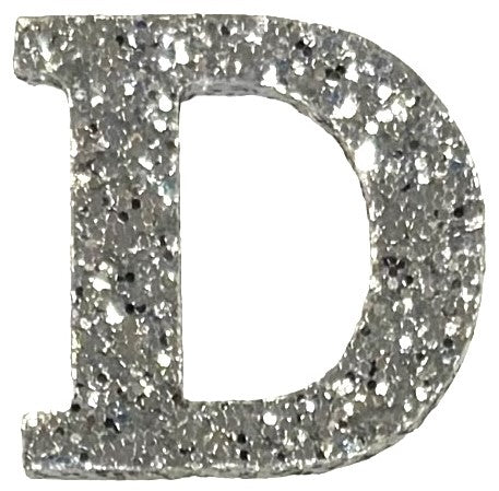 Silver Glitter Acrylic Letter D Font #01