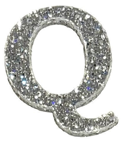 Silver Glitter Acrylic Letter Q Font #01