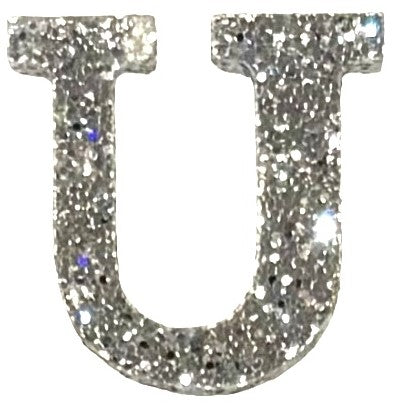 Silver Glitter Acrylic Letter U Font #01