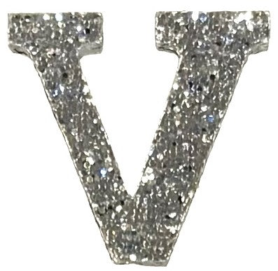 Silver Glitter Acrylic Letter V Font #01