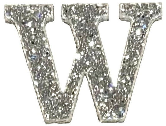 Silver Glitter Acrylic Letter W Font #01