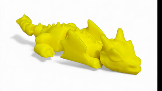 3D printed Lazy Dragon - 8-1/4" - Yellow