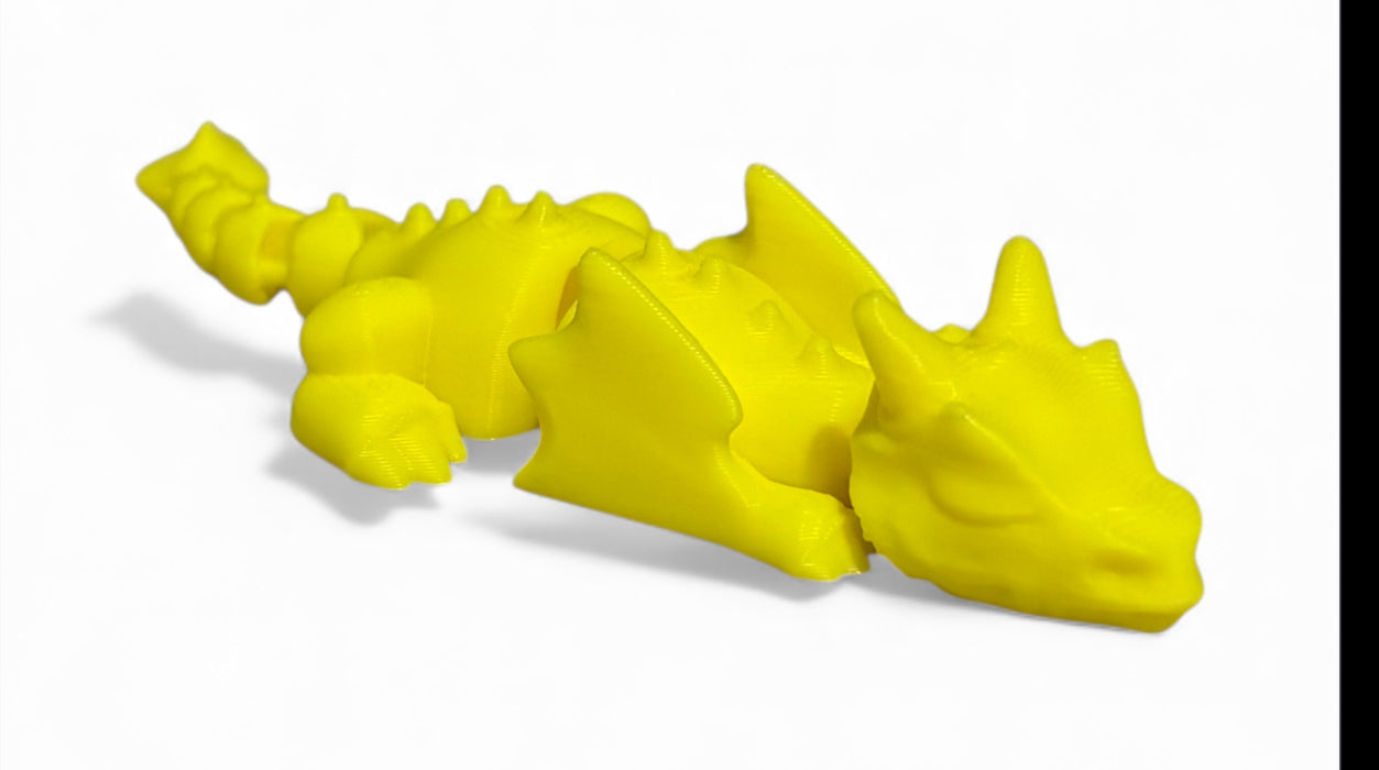 3D printed 4" Lazy Dragon Yellow