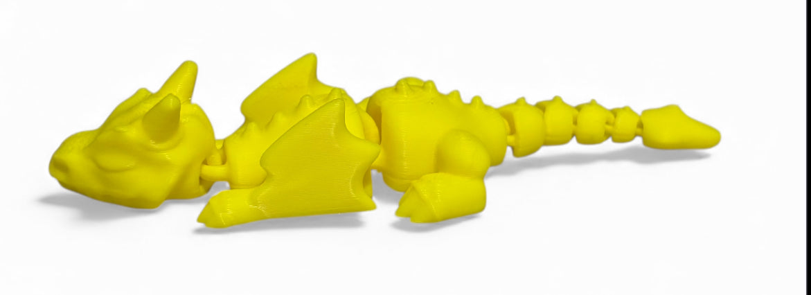 3D printed 4" Lazy Dragon Yellow