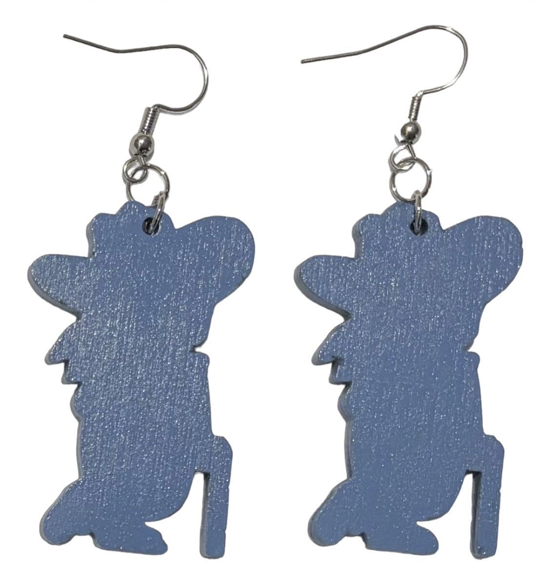 Colonel Reb Wood Earrings Wildflower Blue