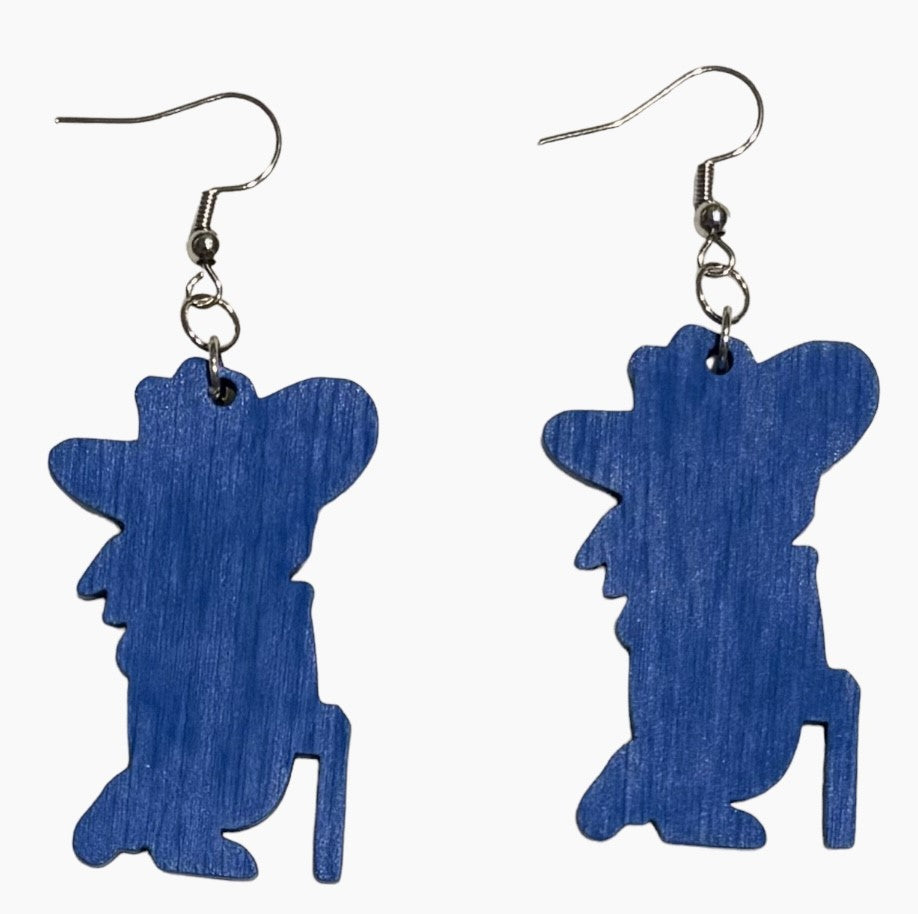 Colonel Reb Wood Earrings Blue