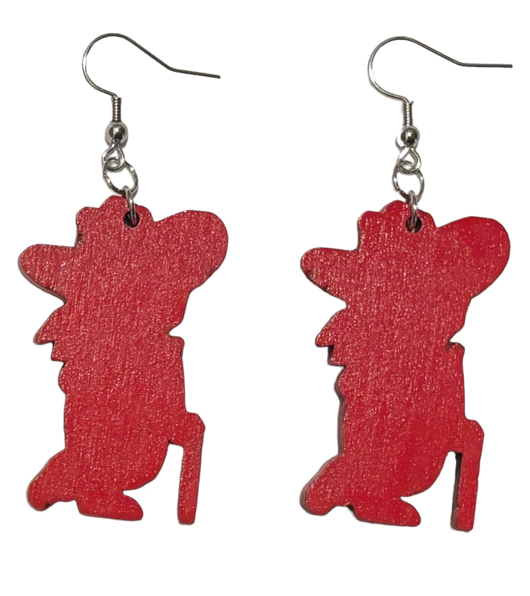 Colonel Reb Wood Earrings Red