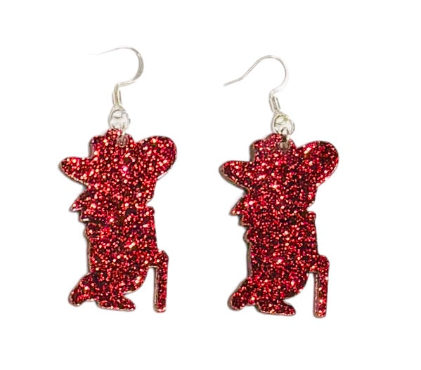 Colonel Reb Scarlet Red Glitter Acrylic Earrings