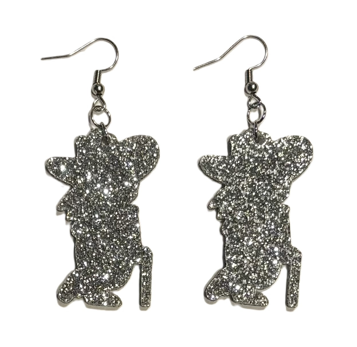 Colonel Reb Silver Glitter Acrylic Earrings