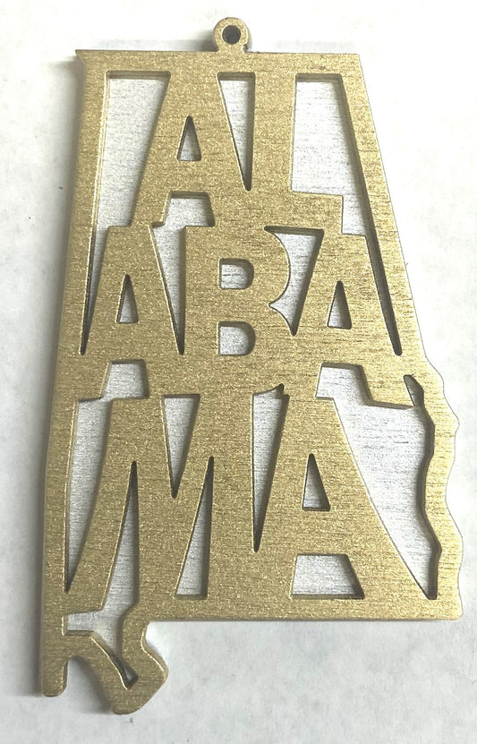 Alabama Wood Ornament - Gold over Silver