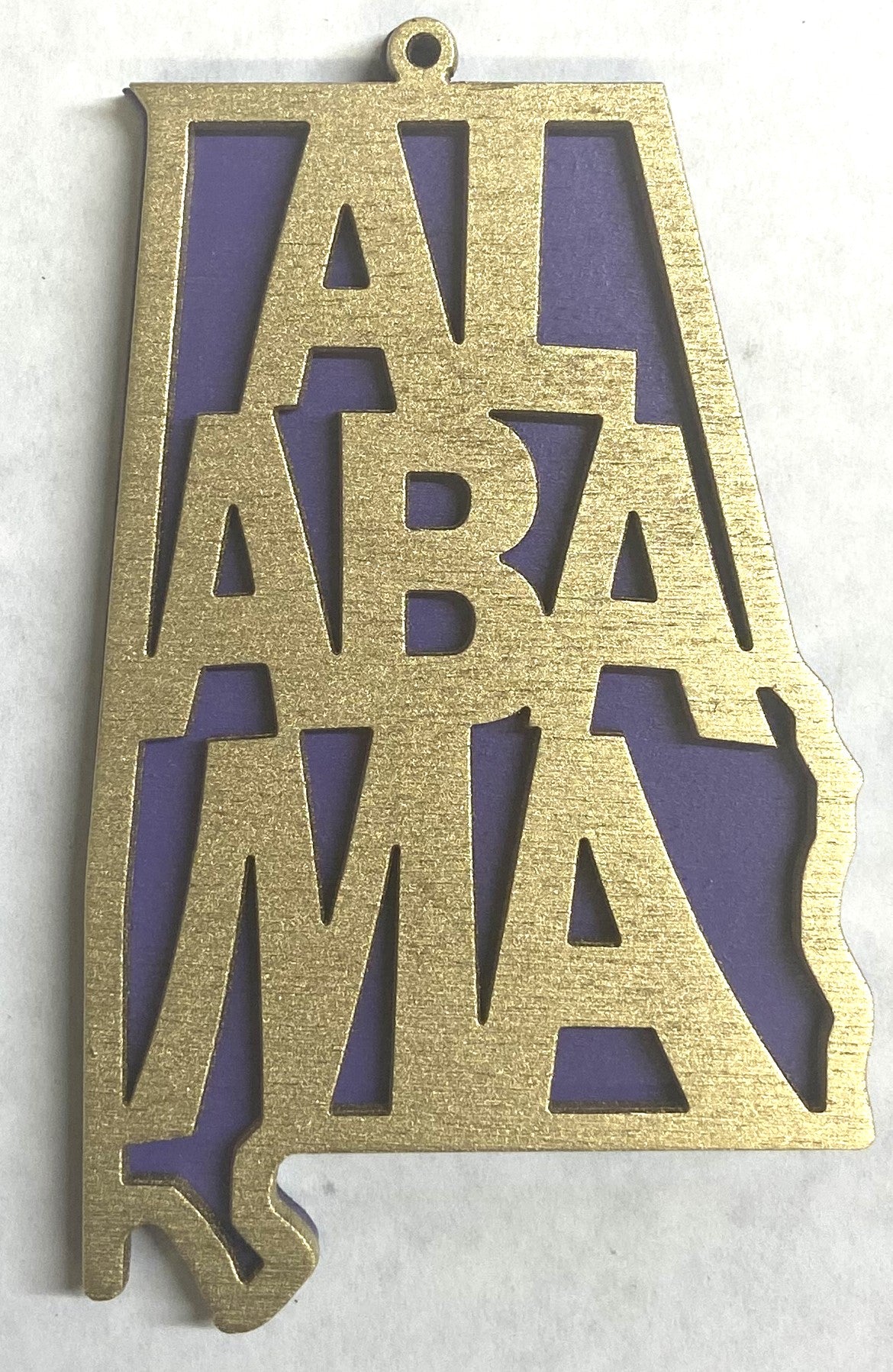 Alabama Wood Ornament - Gold over Grape