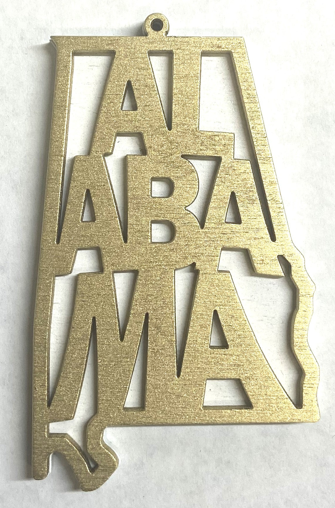 Alabama Wood Ornament - Gold over White