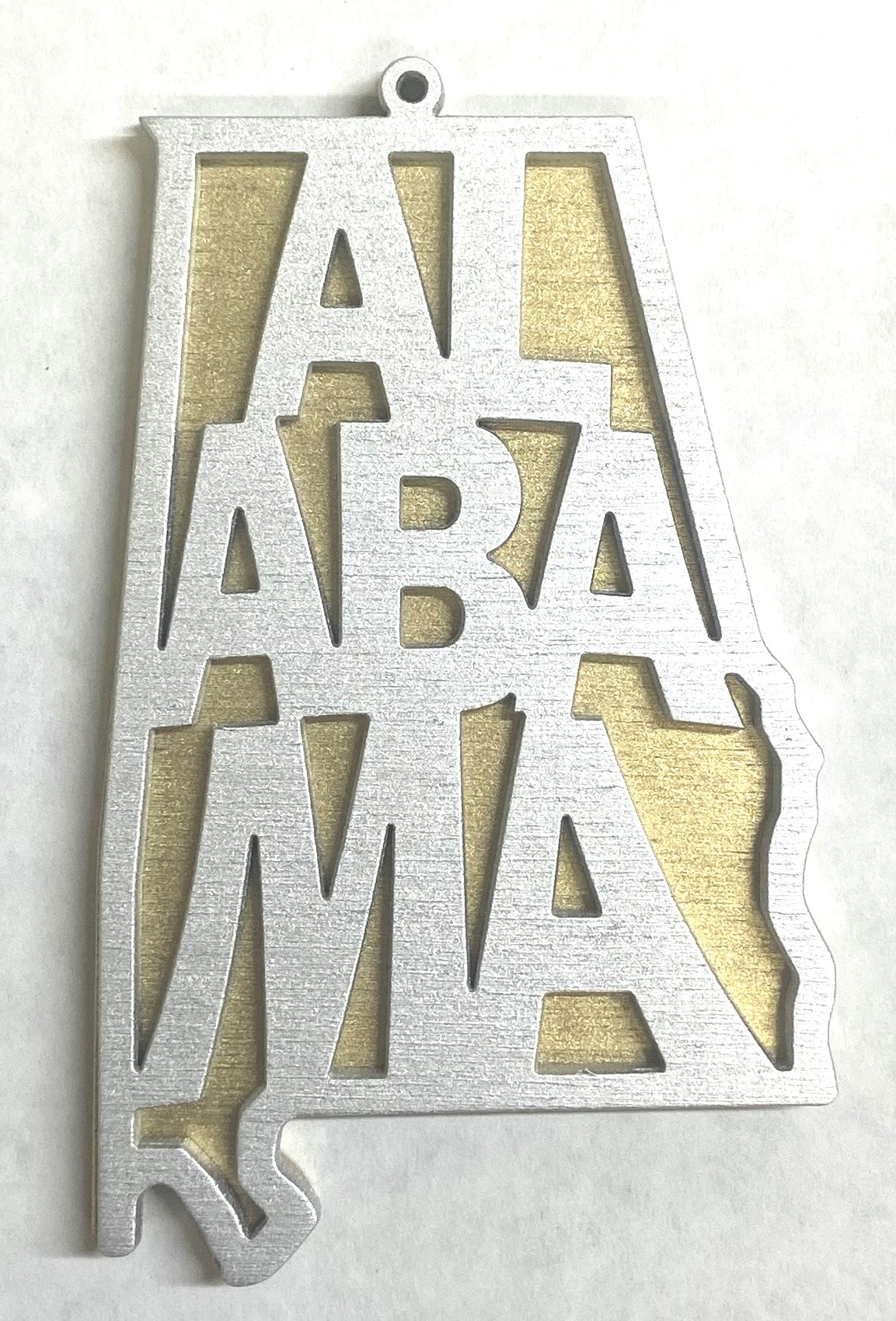 Alabama Wood Ornament - Silver over Gold