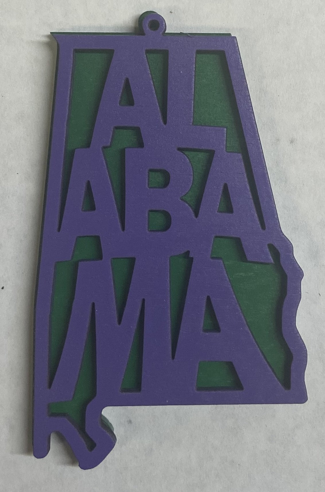 Alabama Wood Ornament - 4" x 2.4" - Grape over Green