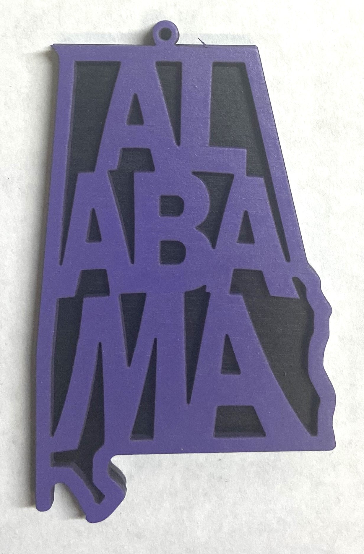 Alabama Wood Ornament - 4" x 2.4" - Grape over Black