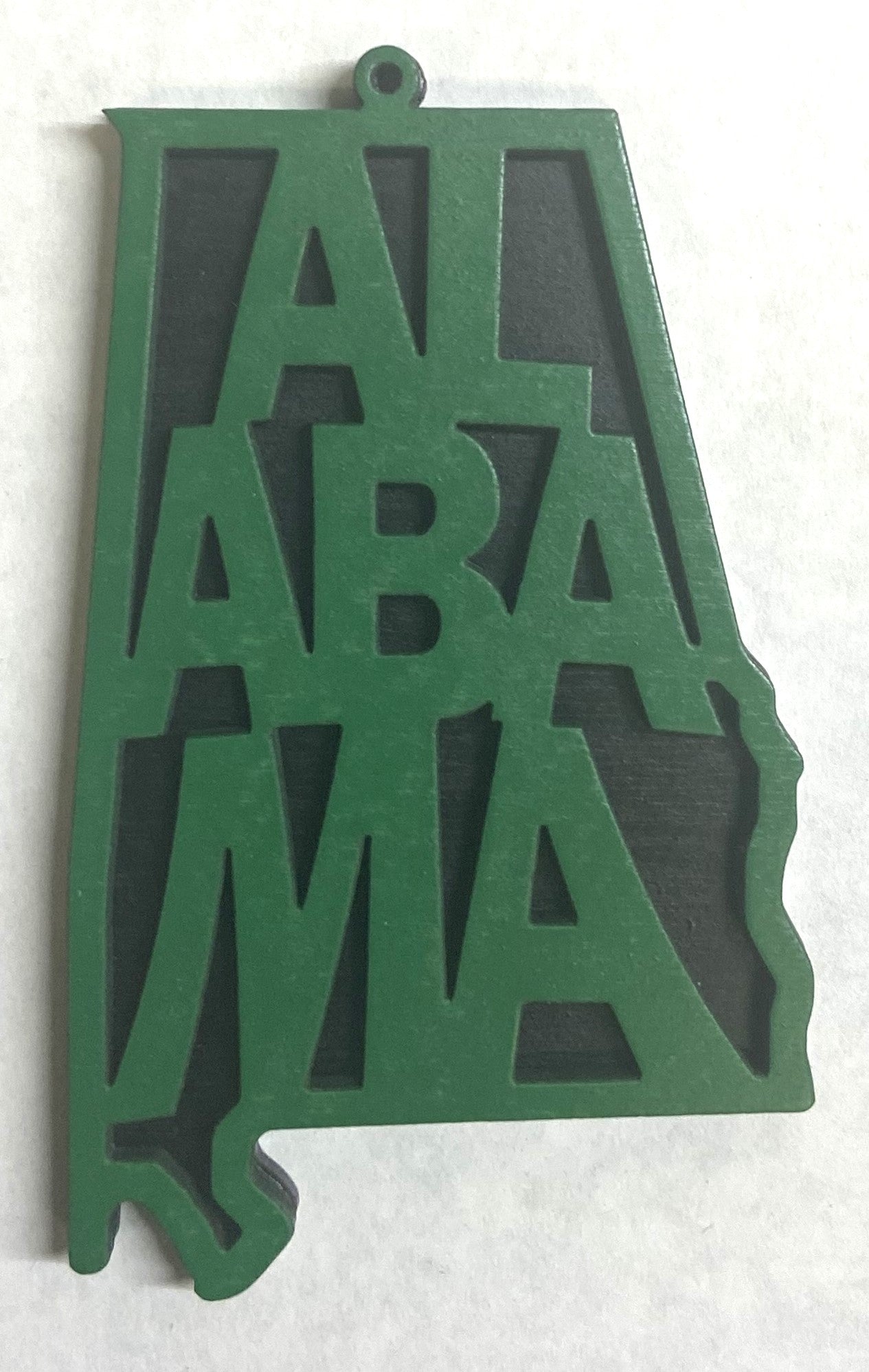 Alabama Wood Ornament - 4" x 2.4" - Green over Black