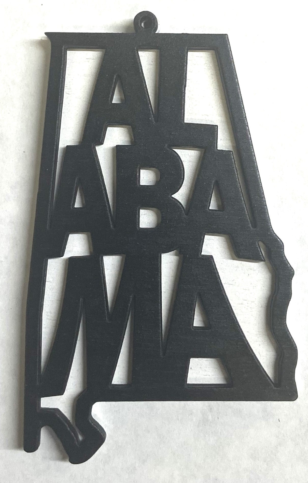 Alabama Wood Ornament - 4" x 2.4" - Black over White