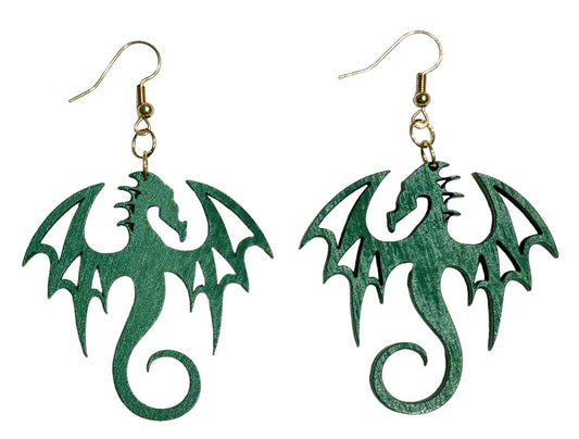 Dragon Wood Earrings, Green