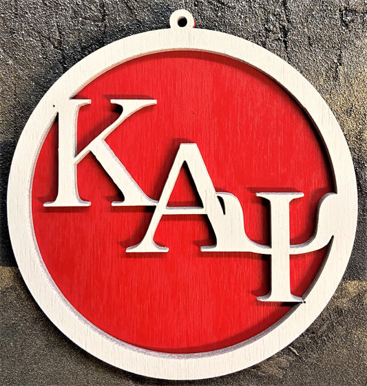 Kappa Alpha Psi Wood Ornament - White over Red