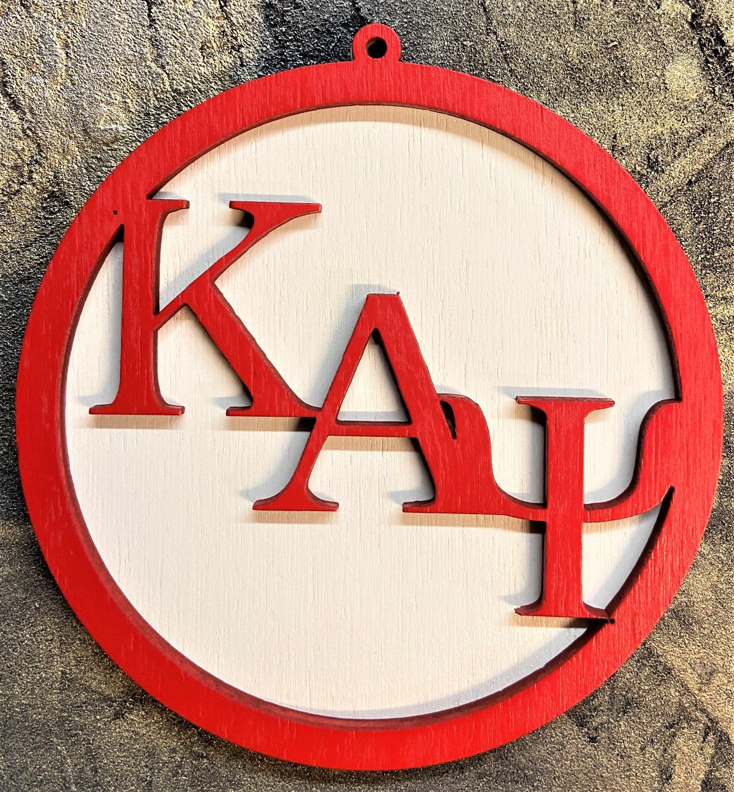 Kappa Alpha Psi Wood Ornament - Red over White