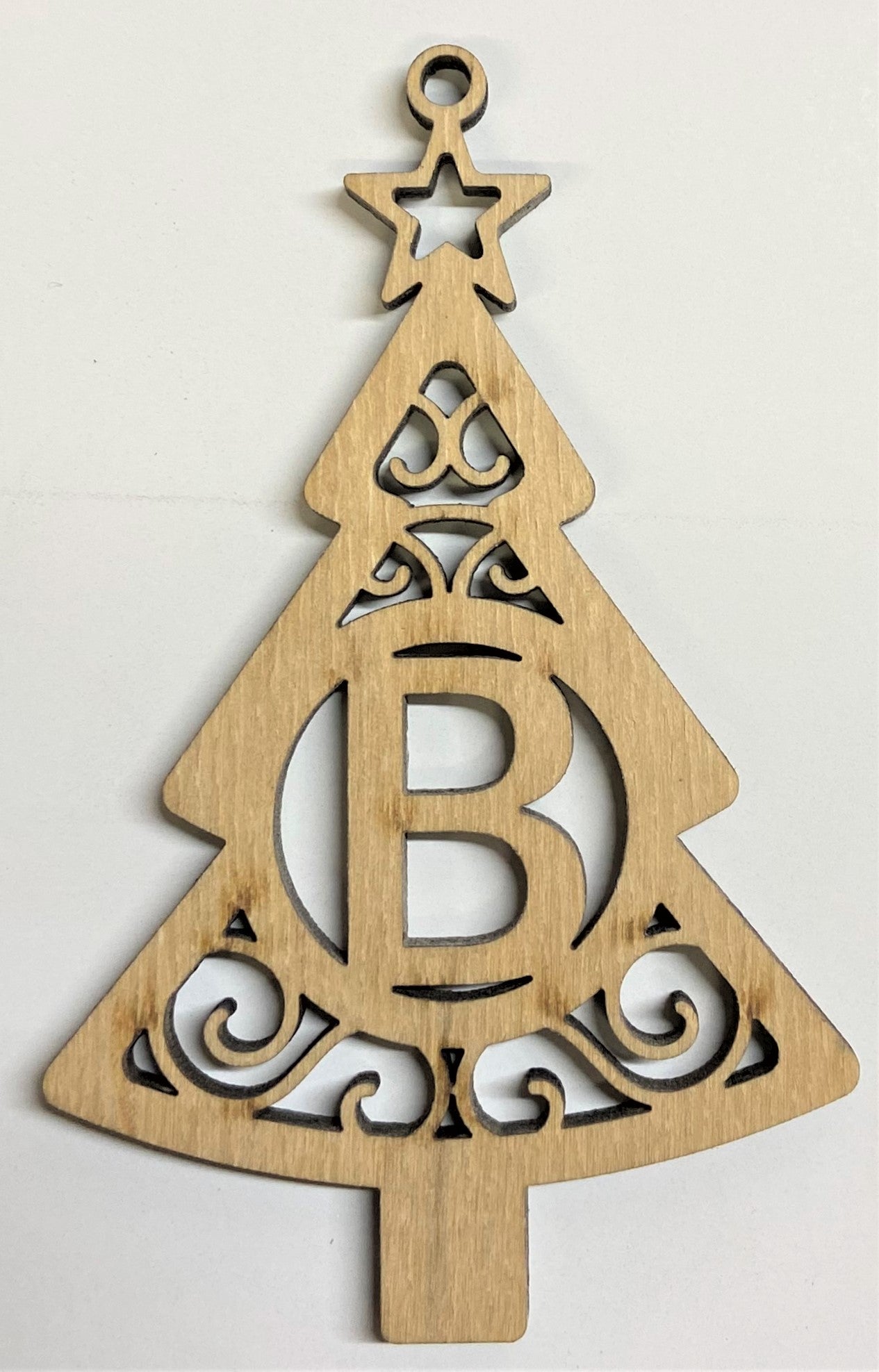 Monogram Chistmas Tree - B - Unfinished 1/8" Plywood