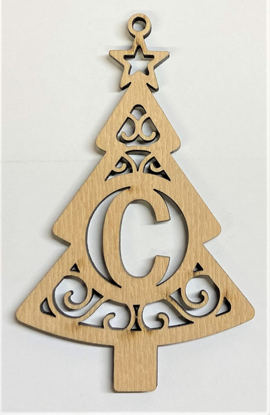 Ready to Paint Shape - 1/8" Birch - Monogram Tree "C" S127