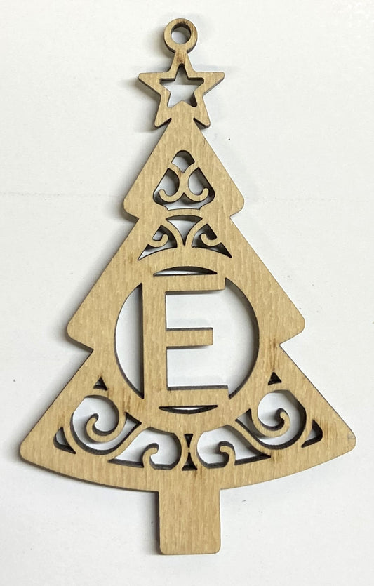 Ready to Paint Shape - 1/8" Birch - Monogram Tree "E" S127