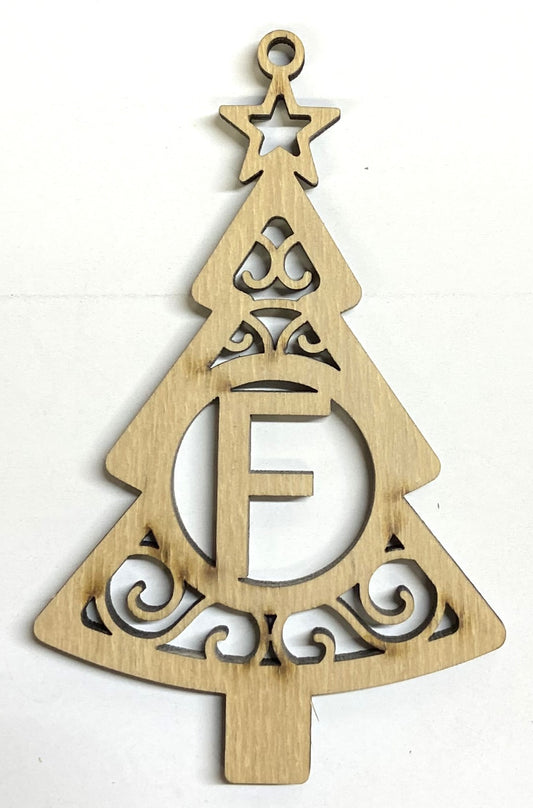 Ready to Paint Shape - 1/8" Birch - Monogram Tree "F" S127