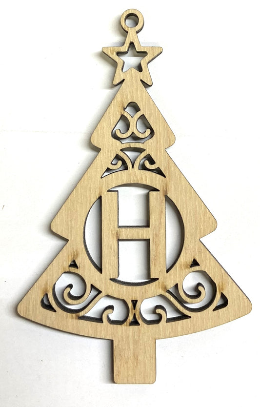 Ready to Paint Shape - 1/8" Birch - Monogram Tree "H" S127