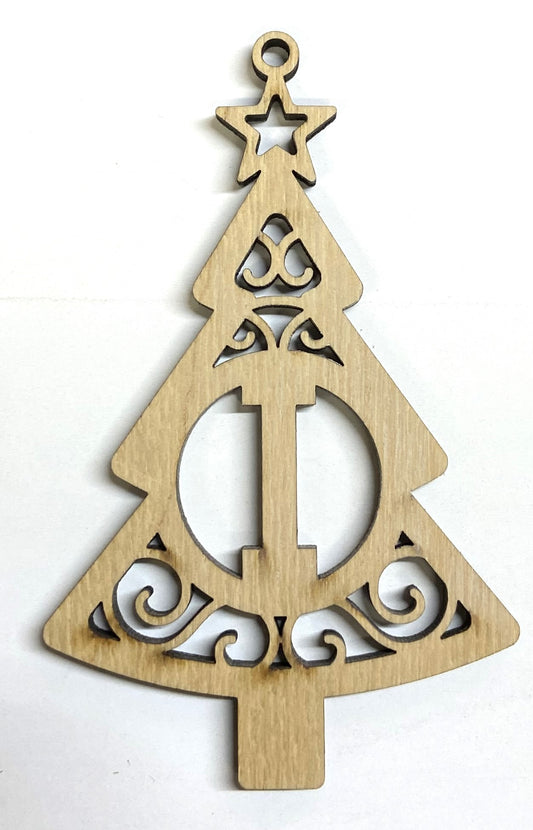 Ready to Paint Shape - 1/8" Birch - Monogram Tree "I" S127
