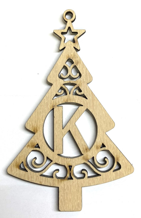 Ready to Paint Shape - 1/8" Birch - Monogram Tree "K" S127